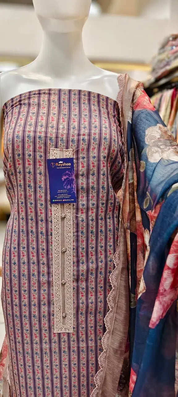 Linen Floral Print Pakistani Dress Material Reyshaa