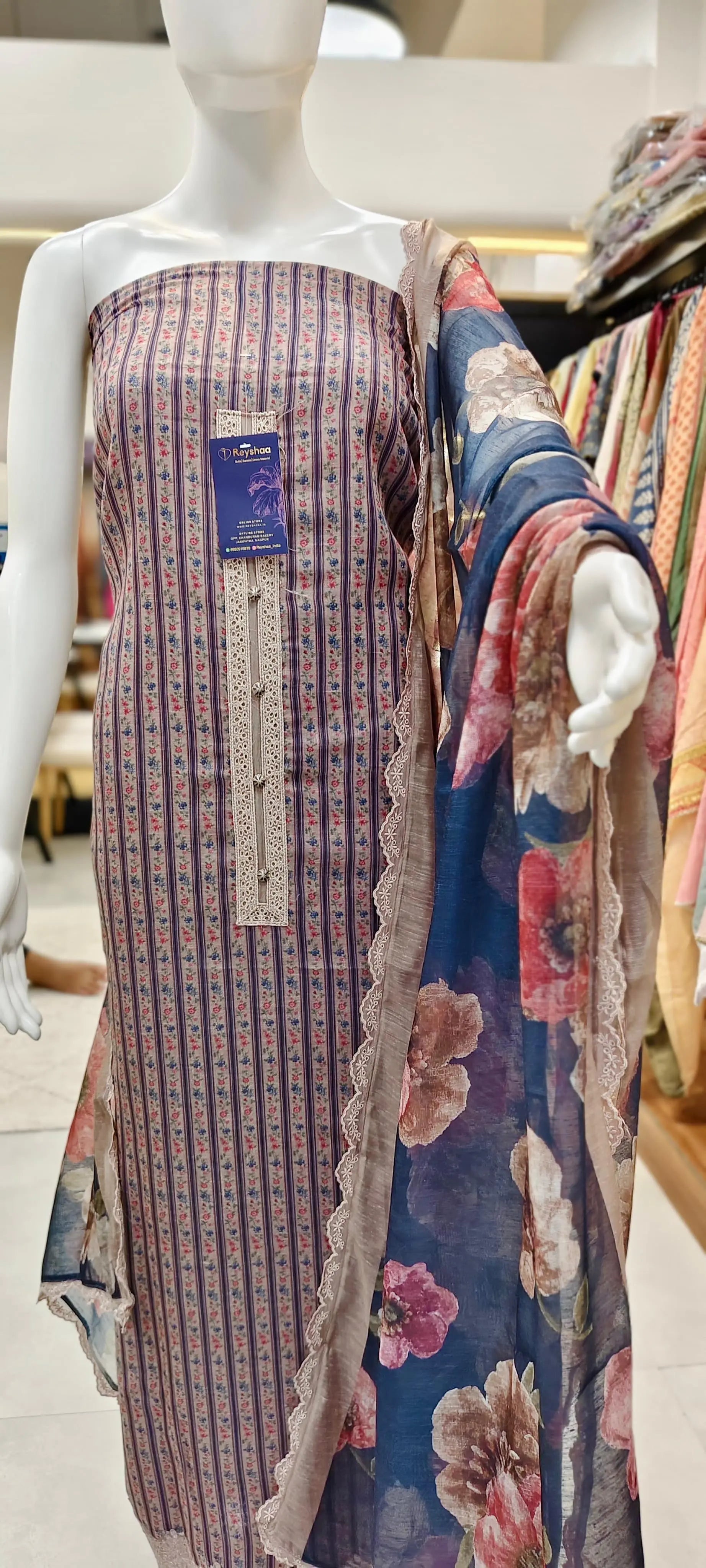 Linen Floral Print Pakistani Dress Material Reyshaa