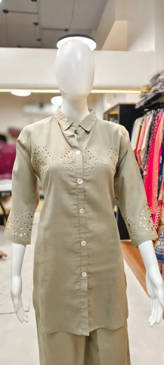Pure Cotton Hakoba Coord Set with Elegant Detailing Reyshaa