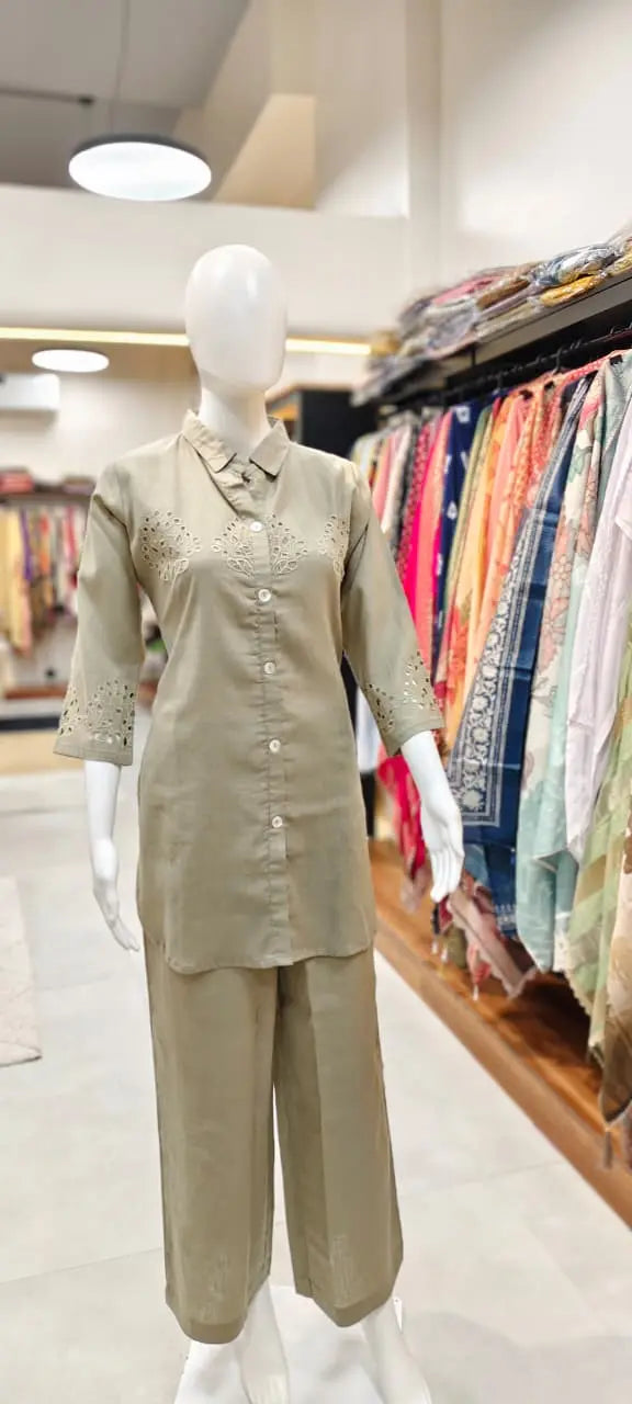 Pure Cotton Hakoba Coord Set with Elegant Detailing Reyshaa
