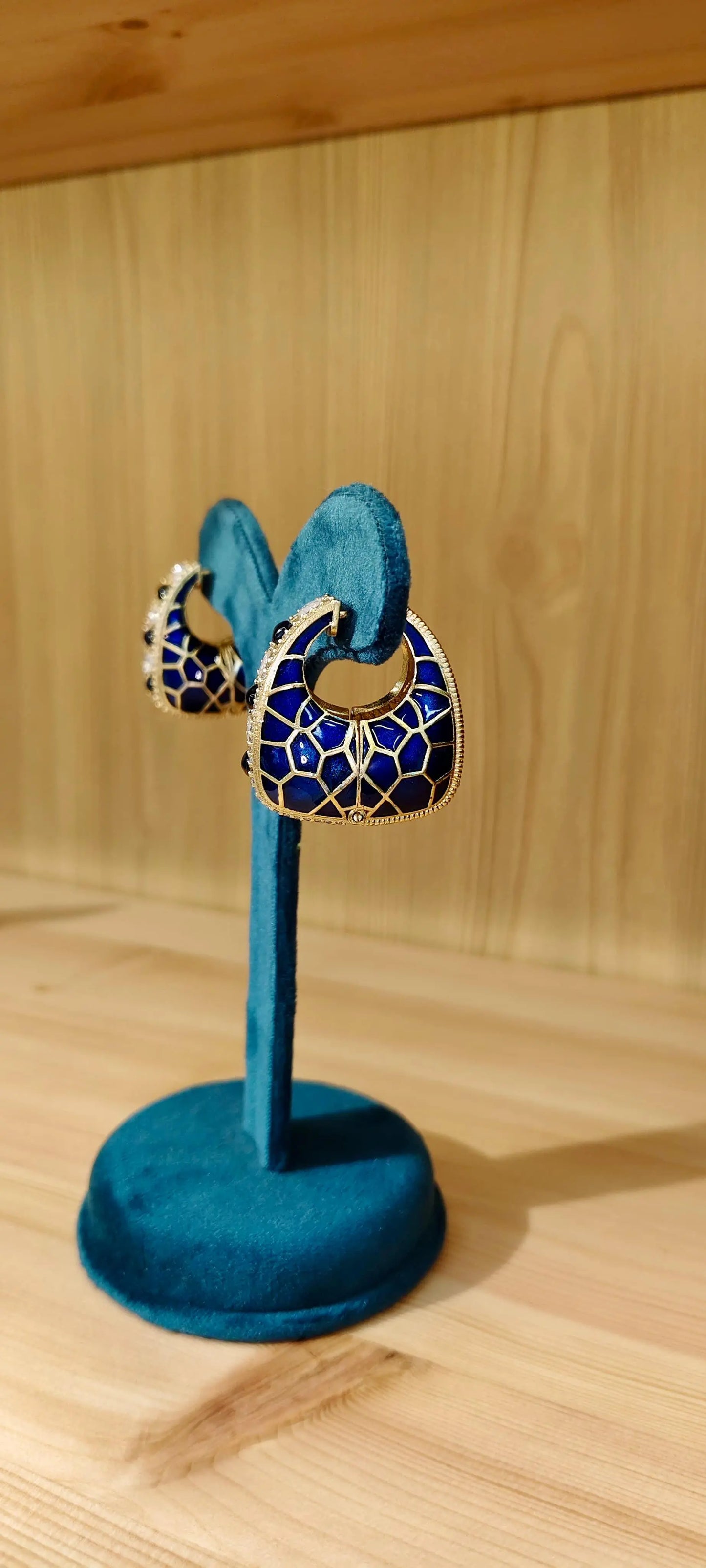 Enamel Meenakari Hoop Earrings with Uncut Kundan & Color Stones Reyshaa