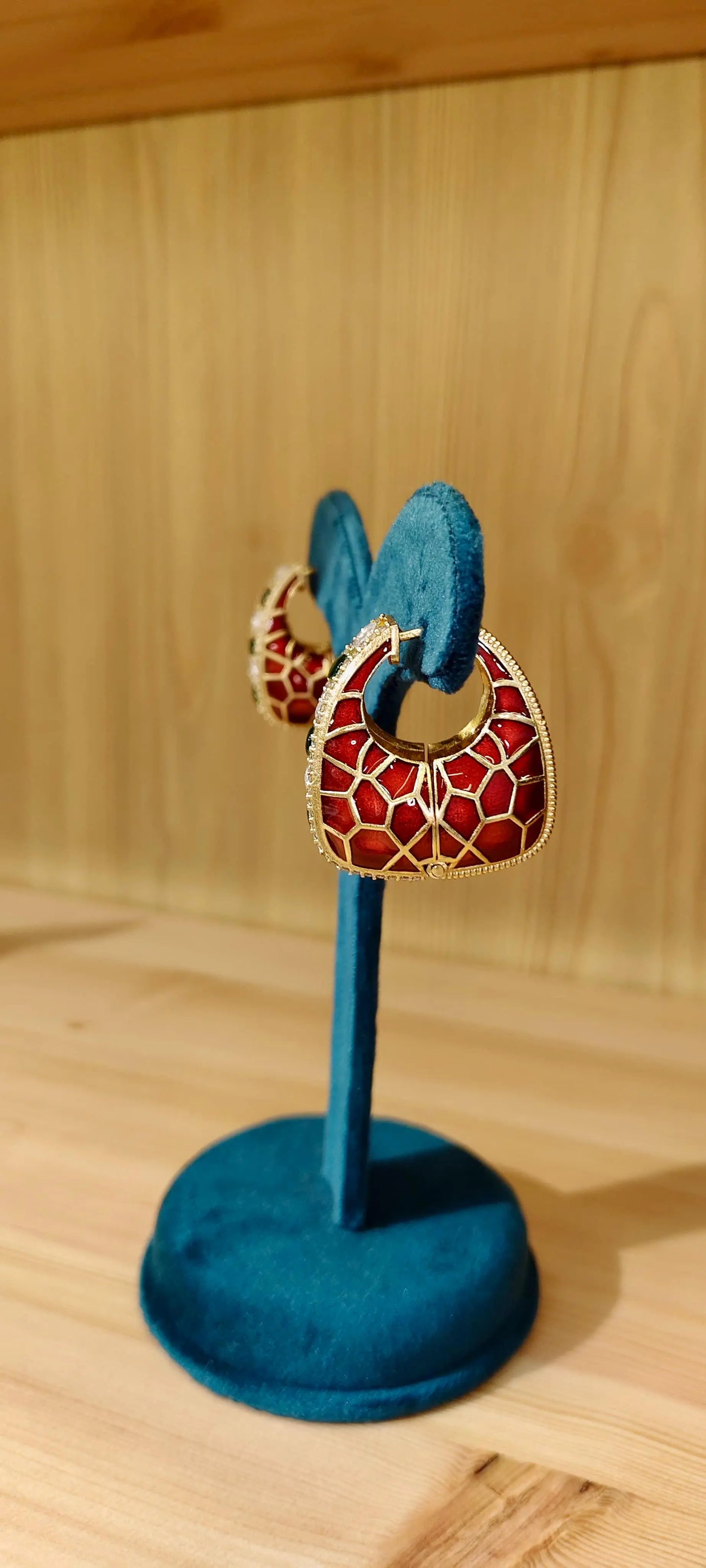 Enamel Meenakari Hoop Earrings with Uncut Kundan & Color Stones Reyshaa