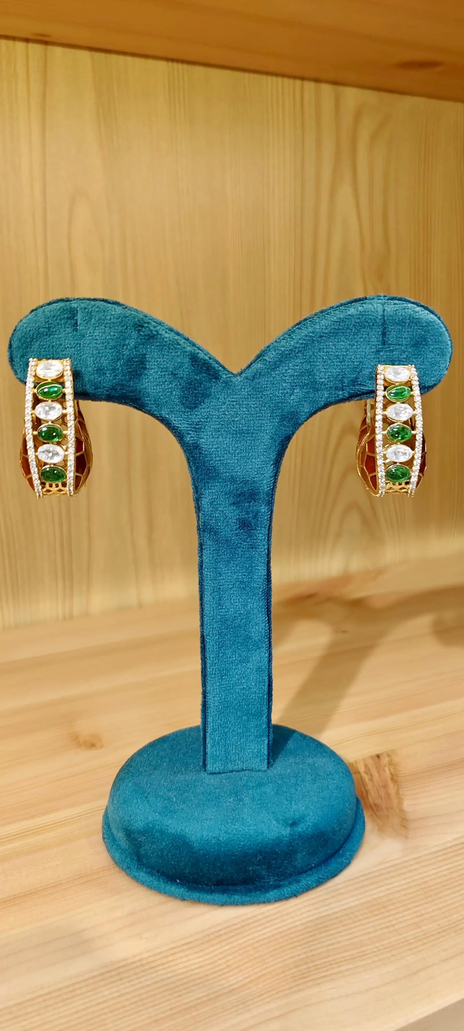 Enamel Meenakari Hoop Earrings with Uncut Kundan & Color Stones Reyshaa