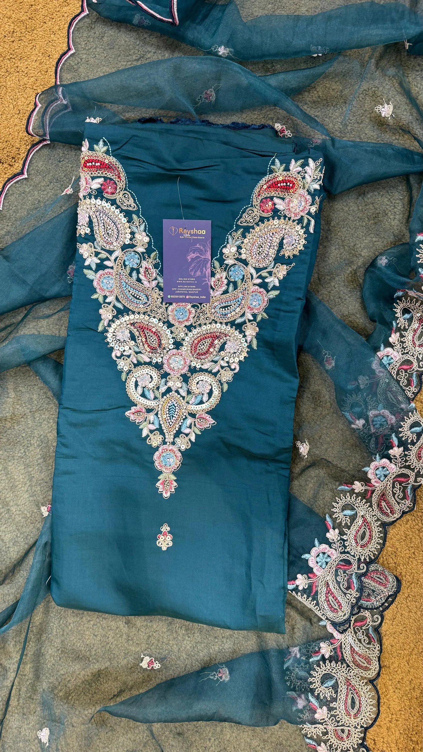 Poplin Embellished Dress Material Reyshaa