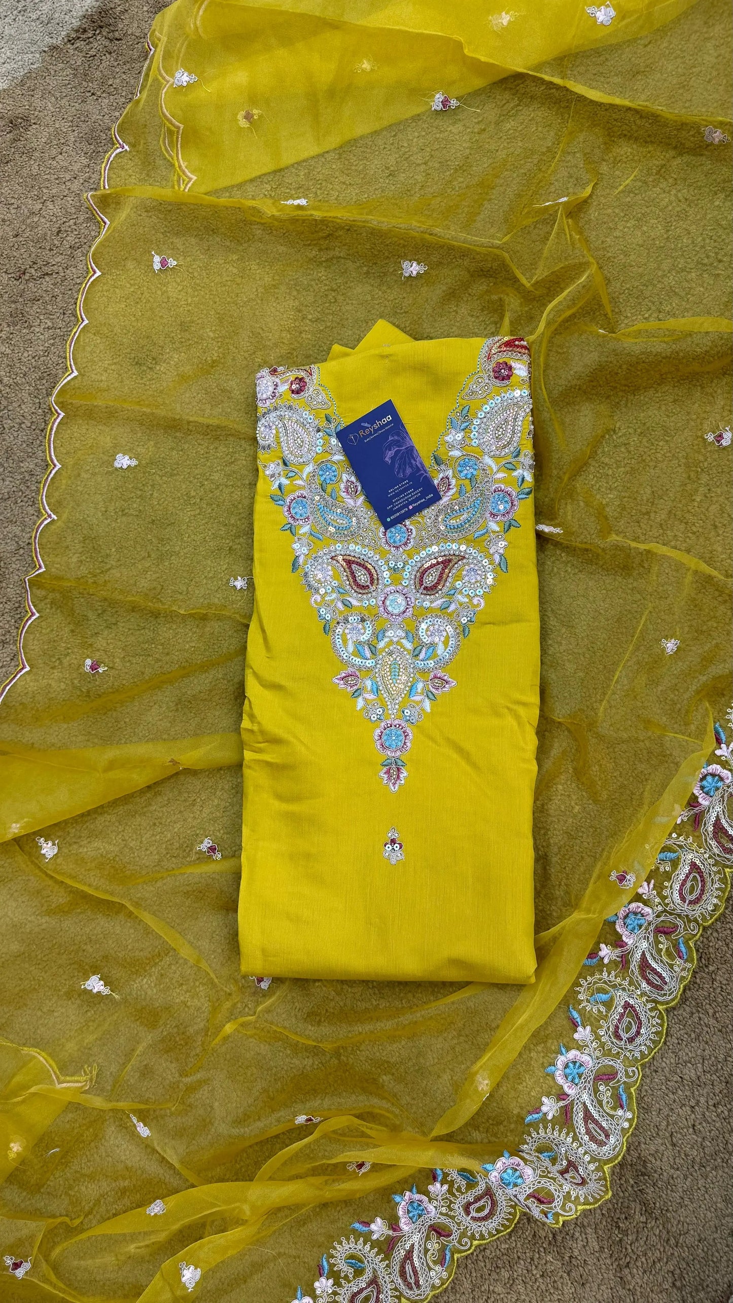 Poplin Embellished Dress Material Reyshaa