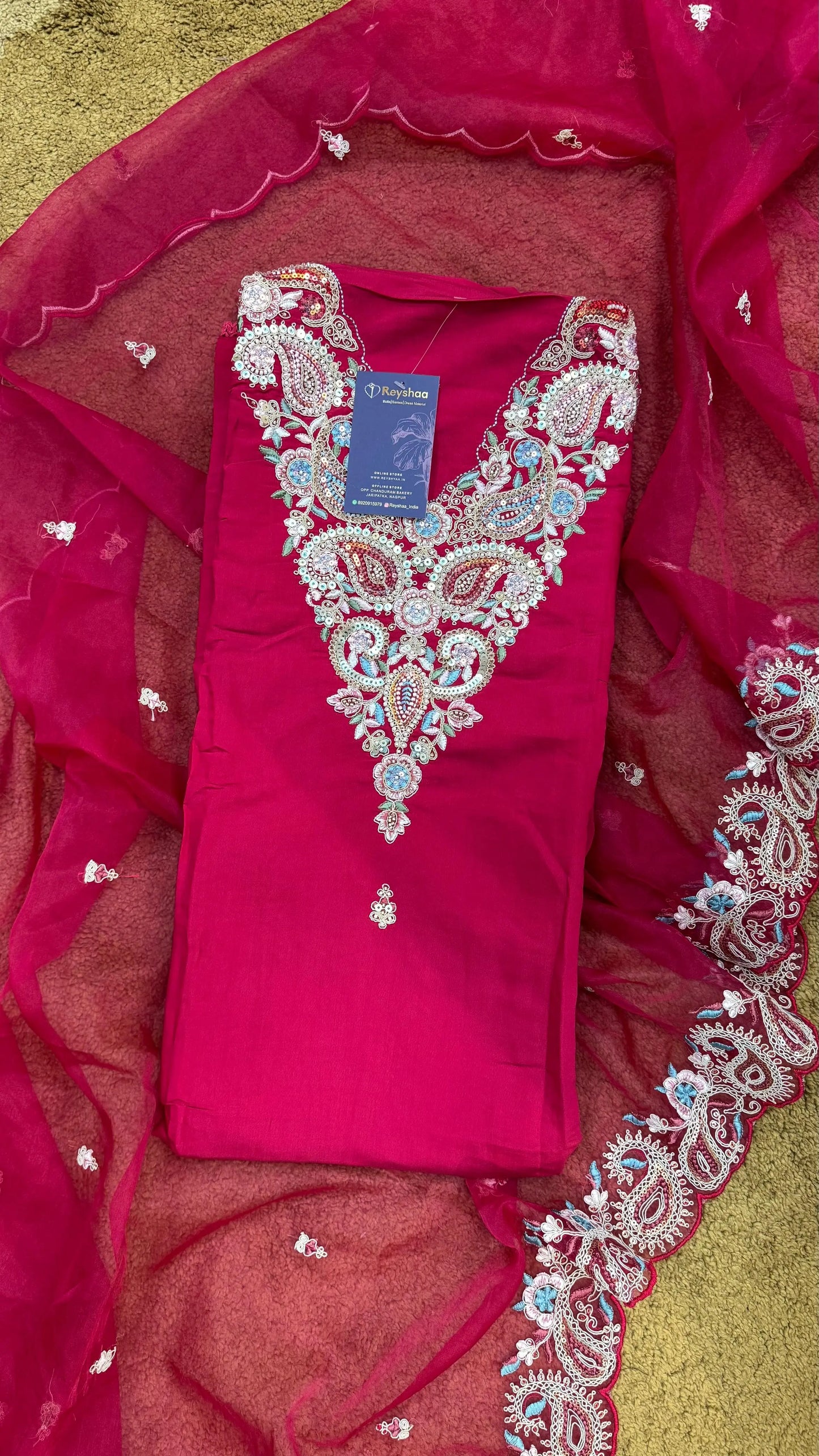Poplin Embellished Dress Material Reyshaa