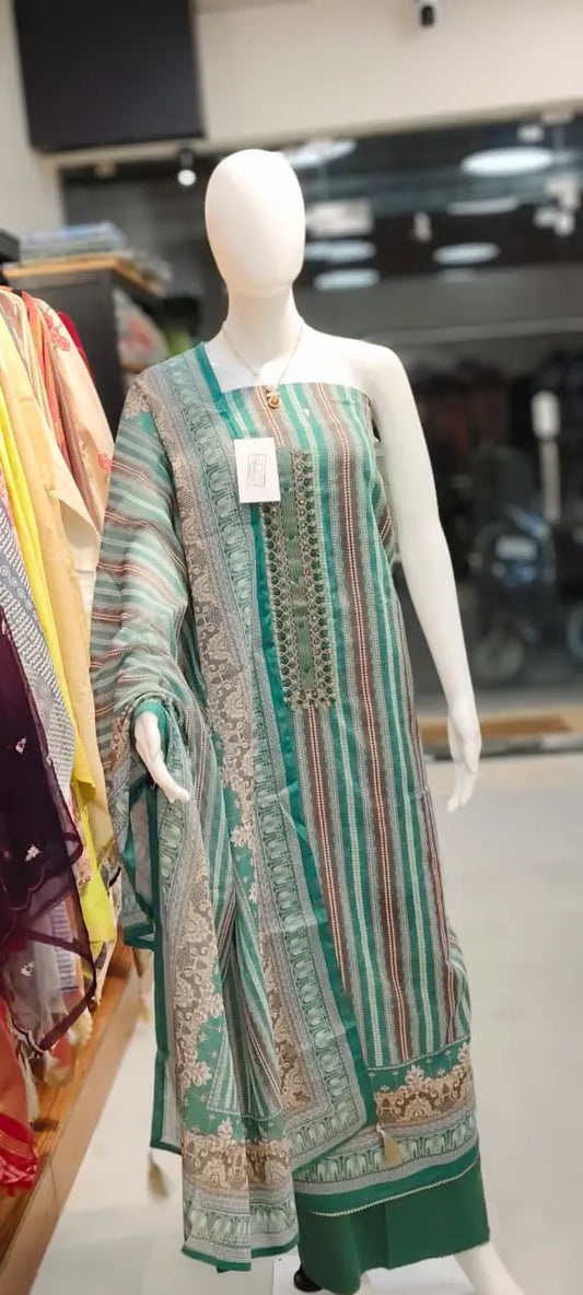 Stripped Pure Cotton Dress Material Reyshaa