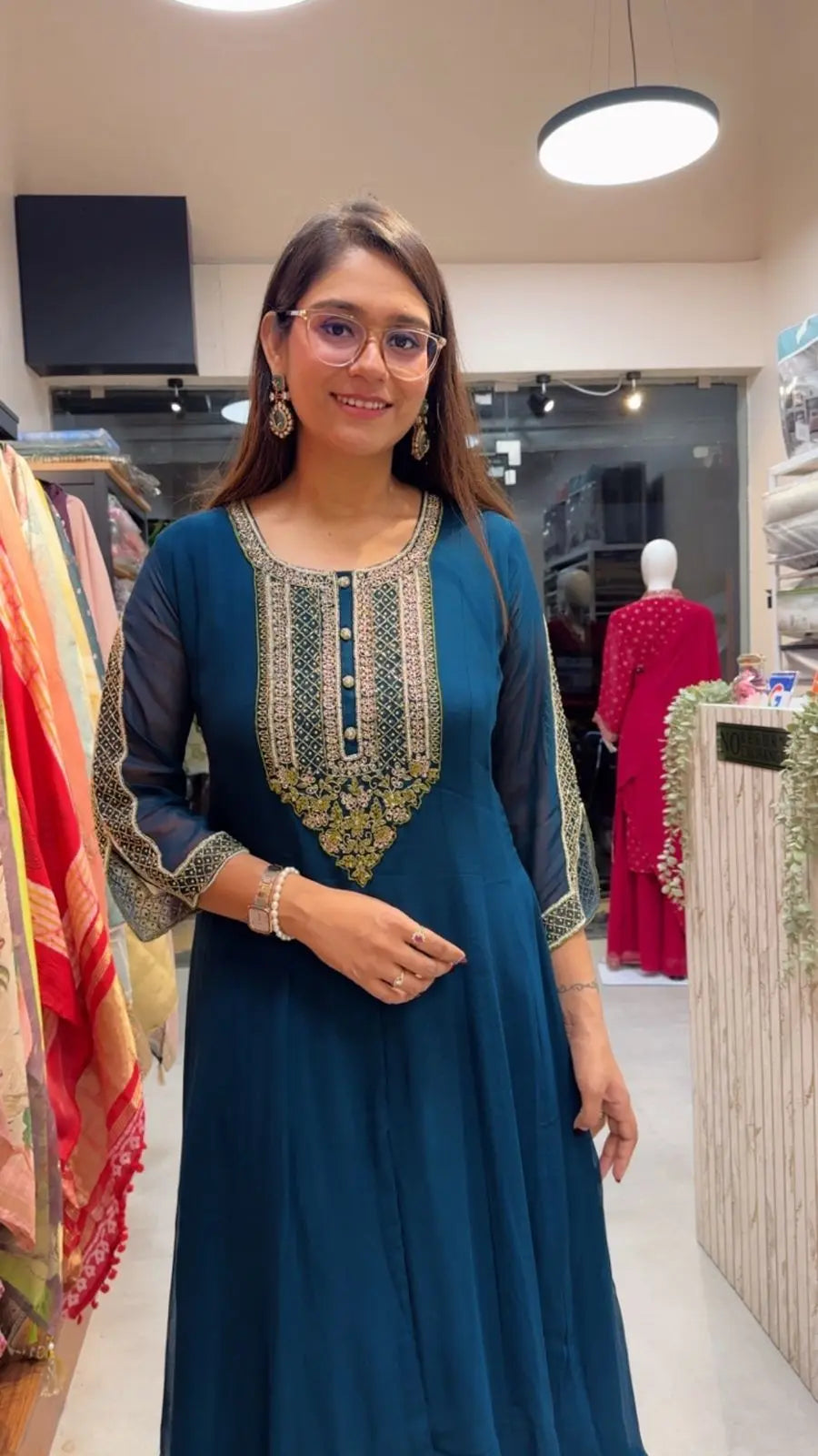 Georgette Anarkali with Cutdana Handwork Reyshaa