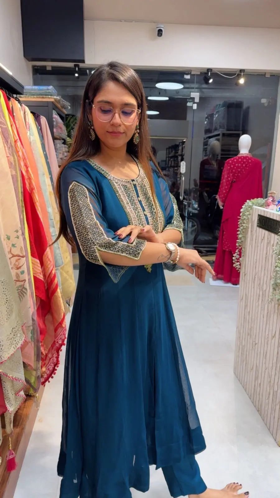 Georgette Anarkali with Cutdana Handwork Reyshaa