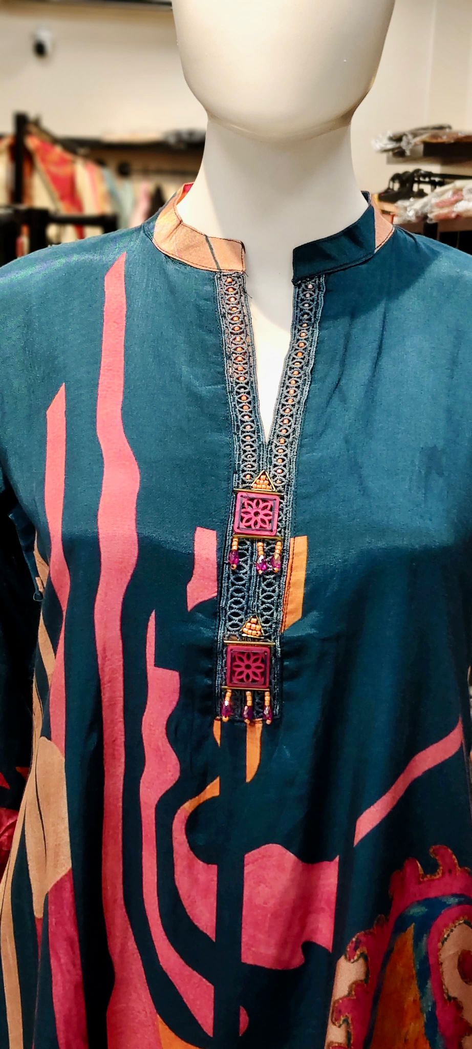 Premium Italian Cotton Abstract Co-ord Set with Crochet Lace & Boho Tassel Highlighting Reyshaa