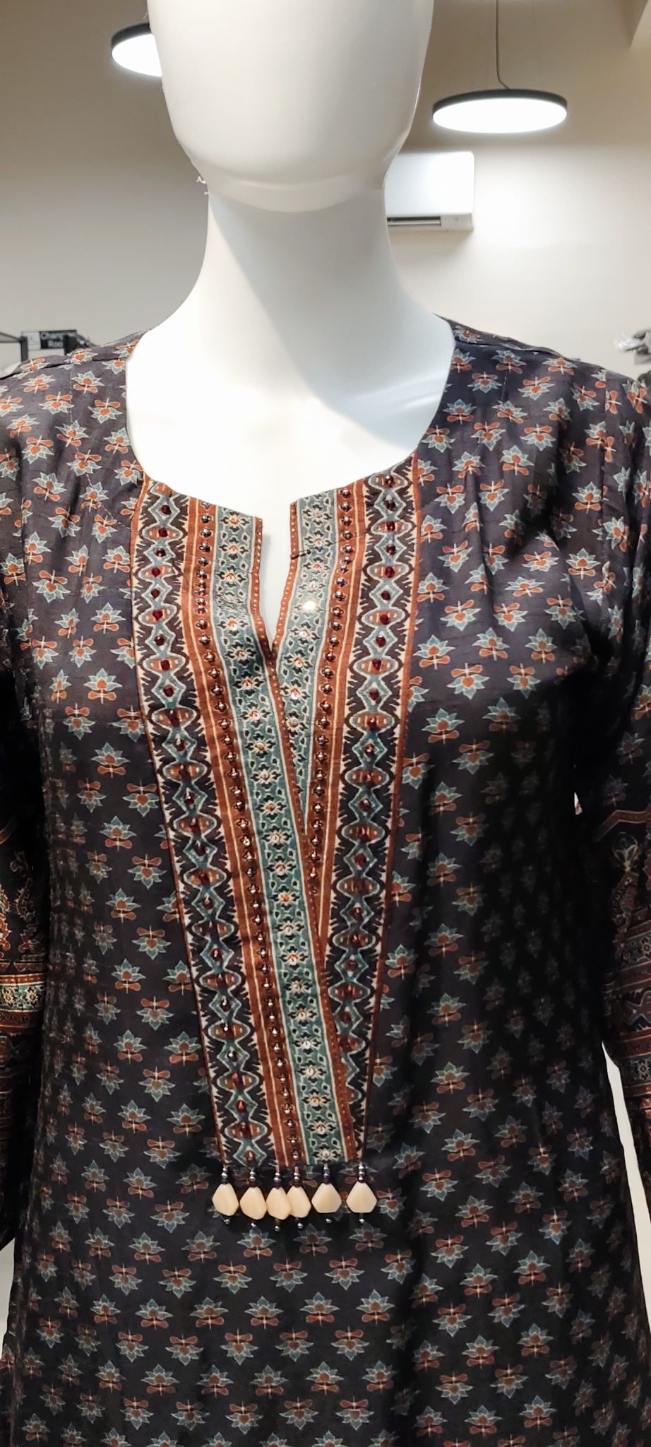 Tussar Silk Ajrakh Print Kurti Reyshaa
