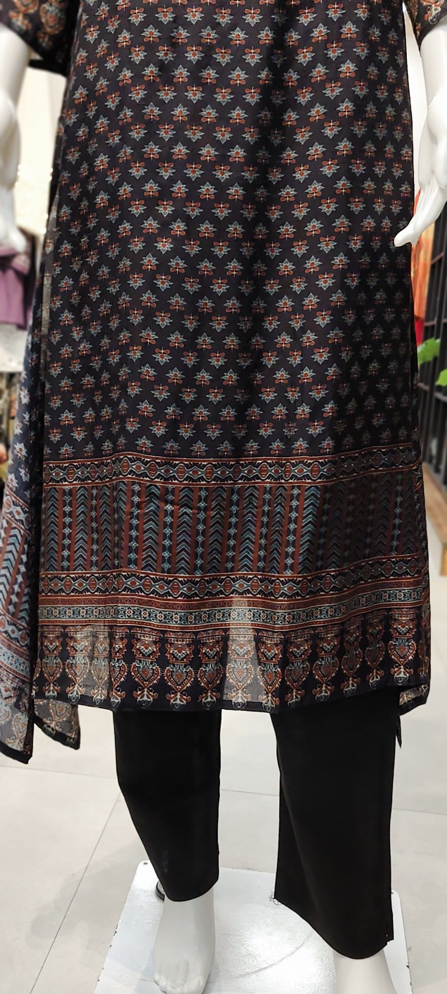 Tussar Silk Ajrakh Print Kurti Reyshaa