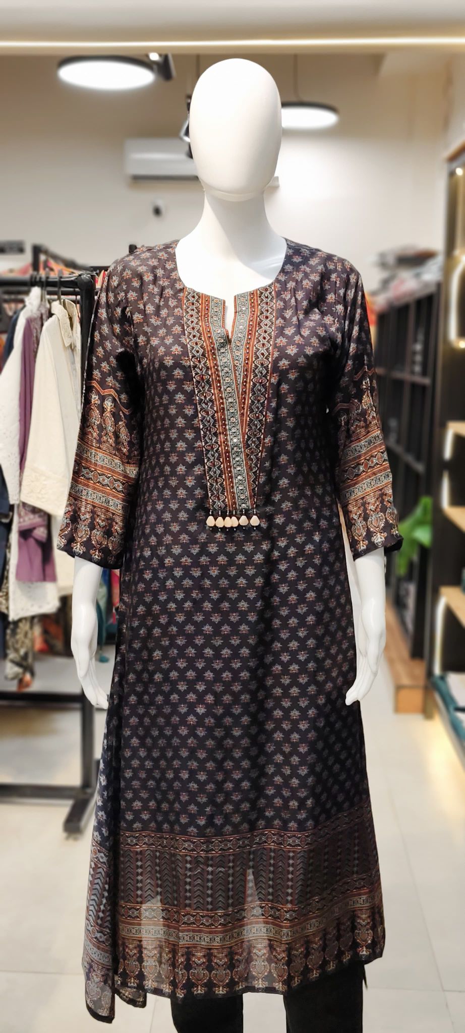 Tussar Silk Ajrakh Print Kurti Reyshaa