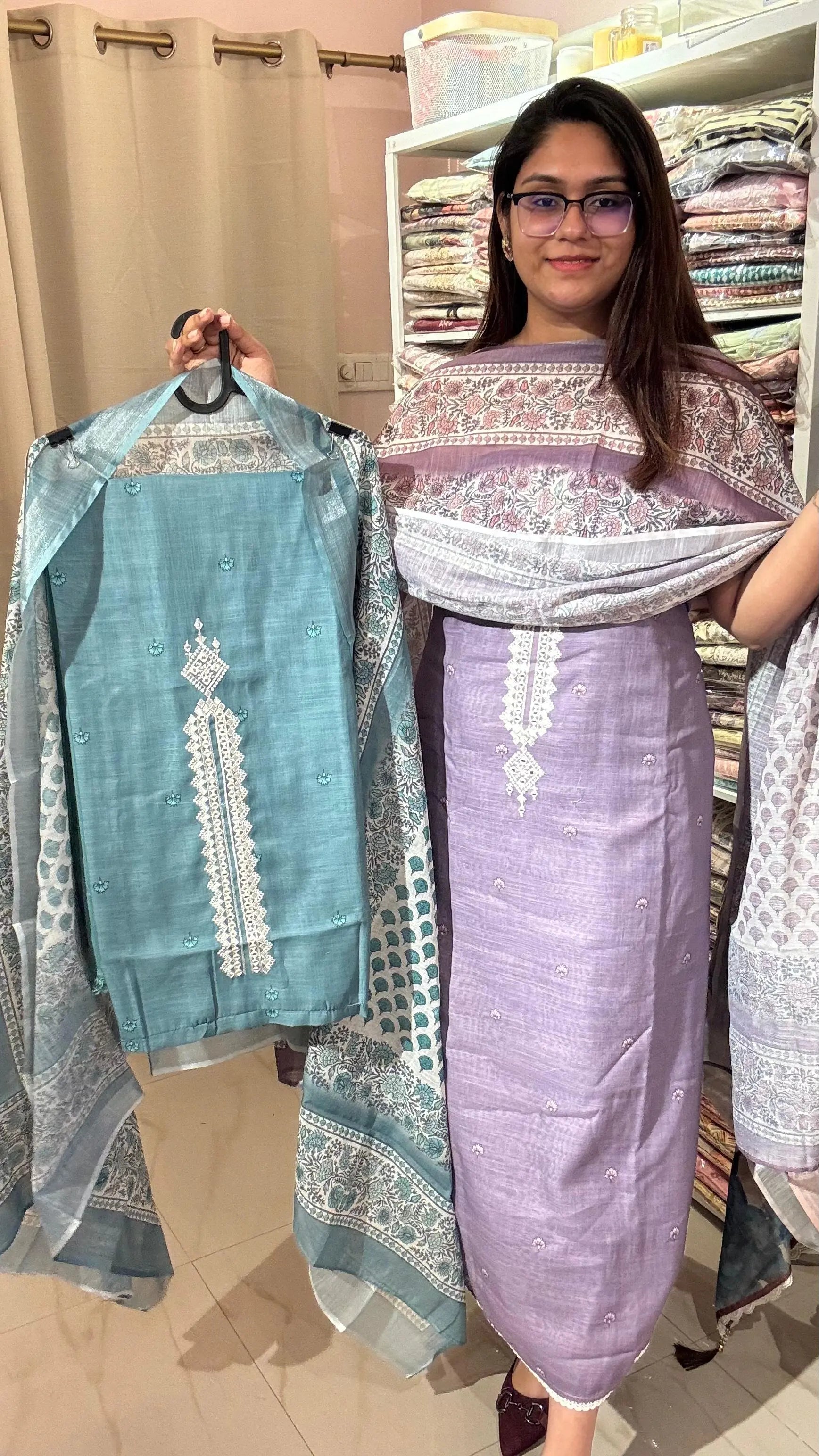 Women Linen Digital Print Suit Dress Material