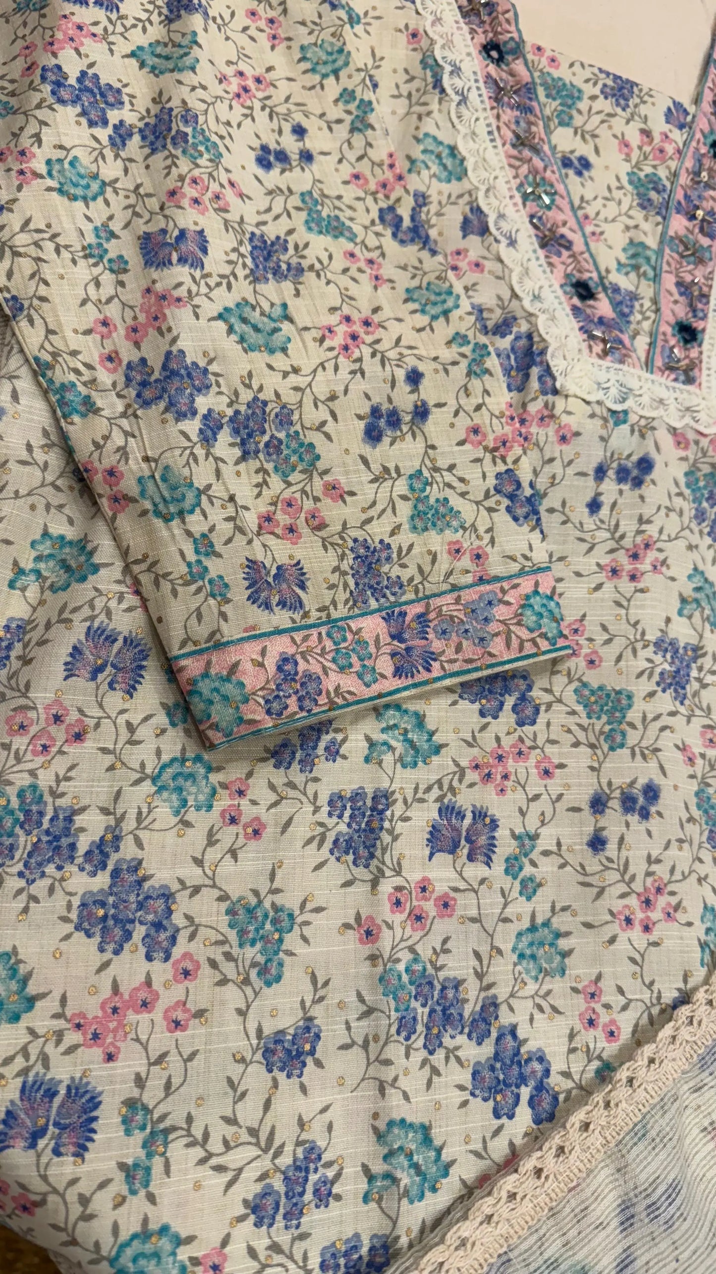 Women Cotton Flex Hand Embroidered Readymade Suit Set