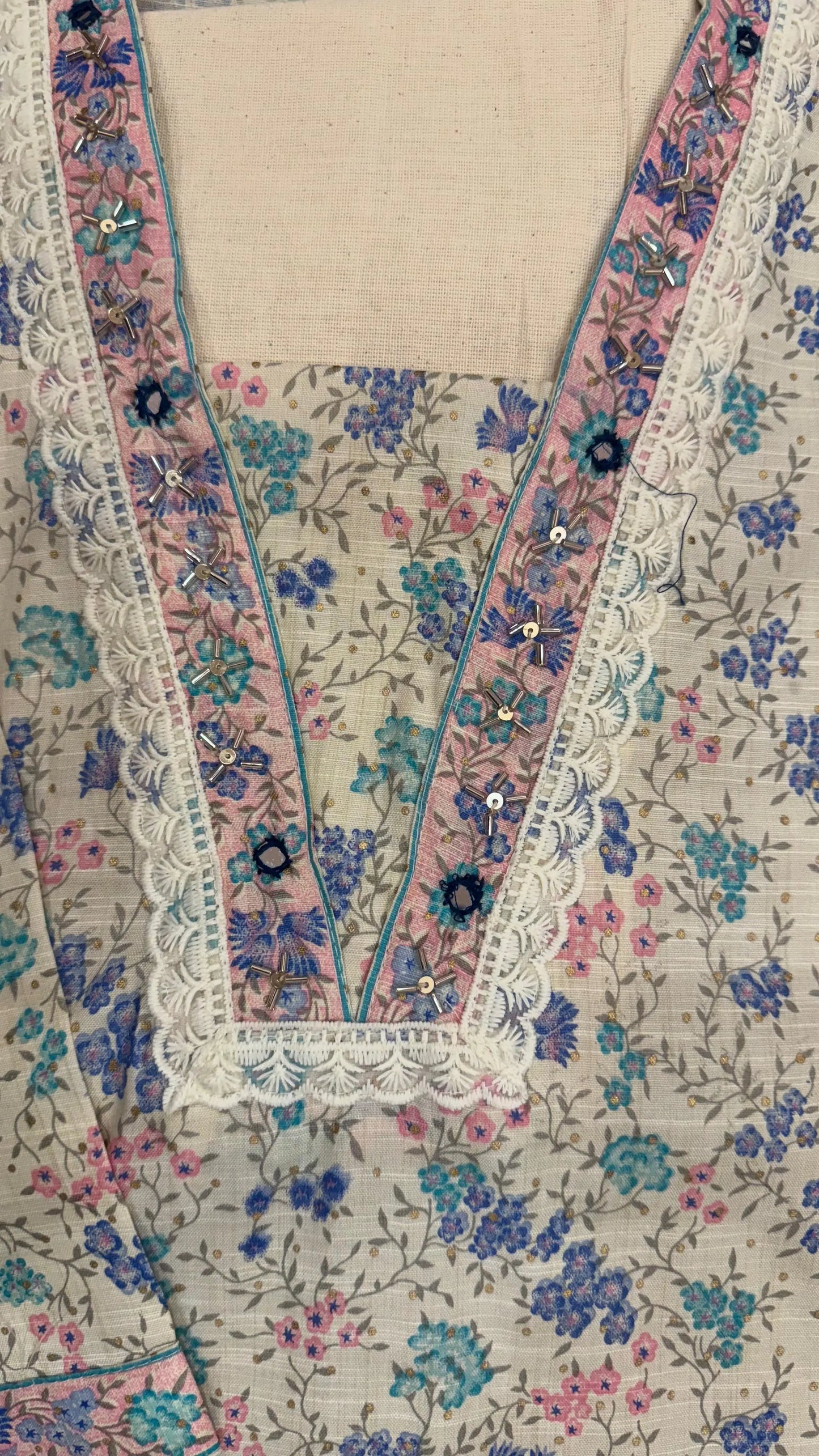 Women Cotton Flex Hand Embroidered Readymade Suit Set