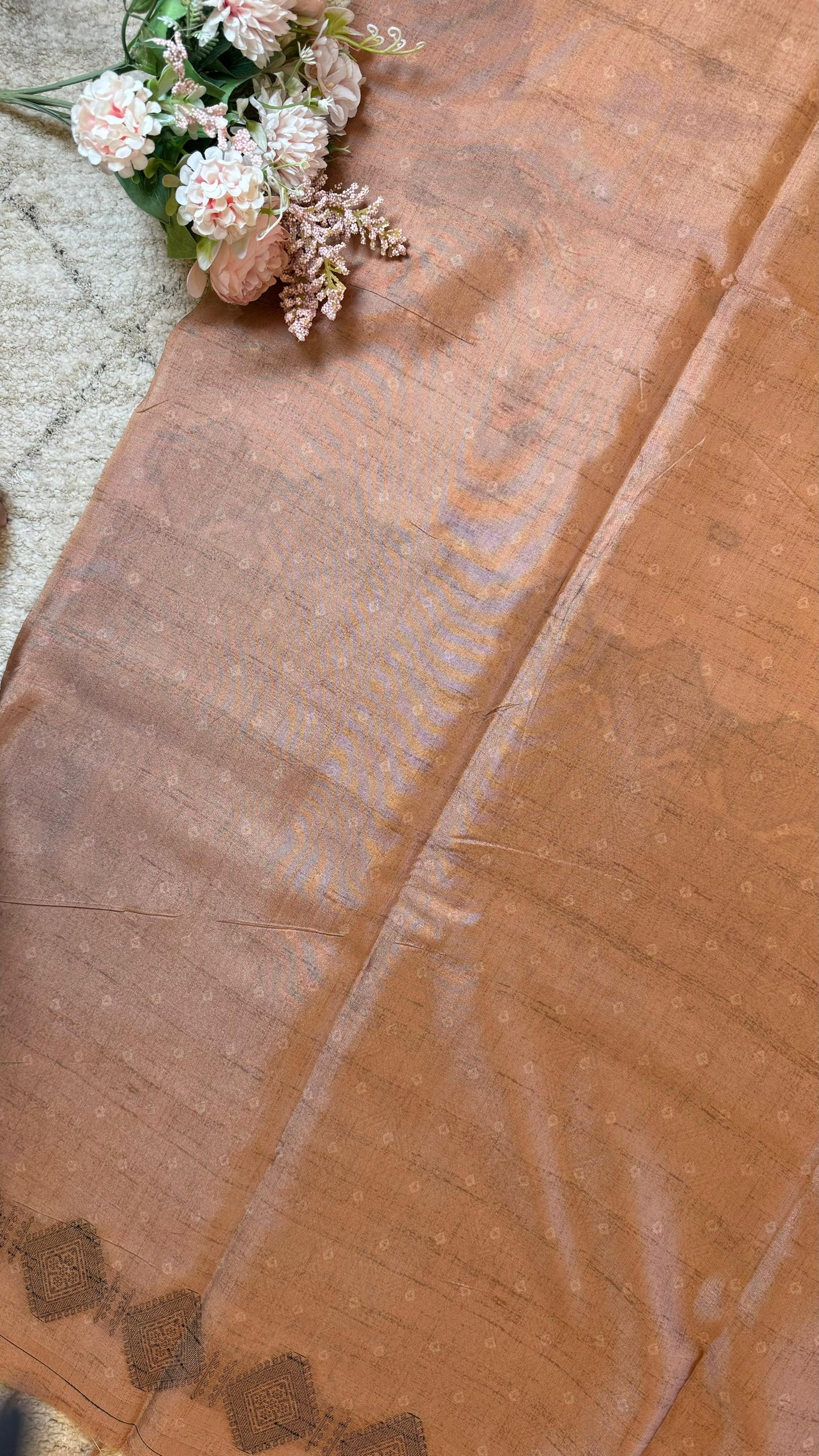 Women Rust Cotton Silk Madubani Saree