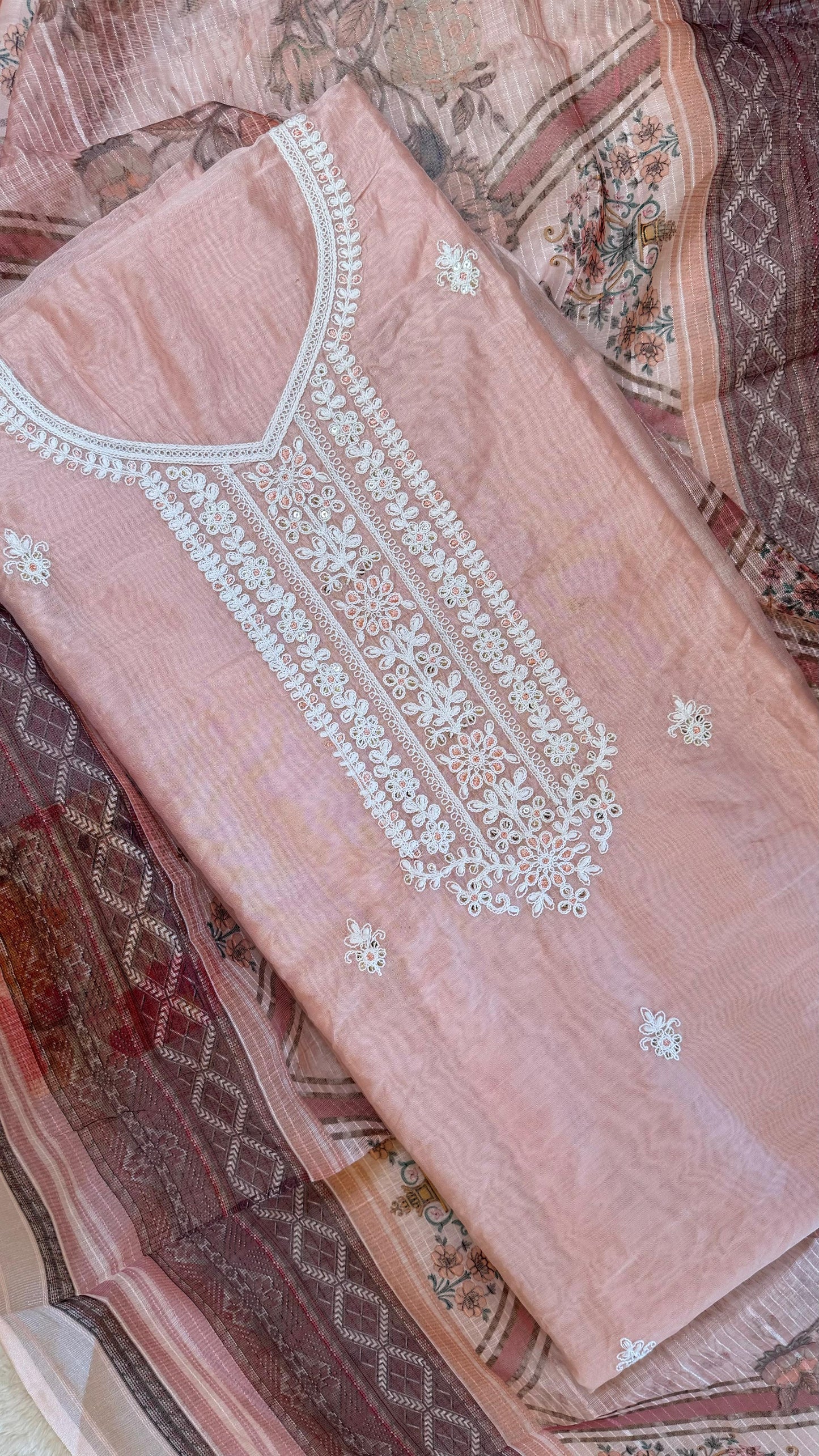 Women Organza Embroidered Suit Dress Material