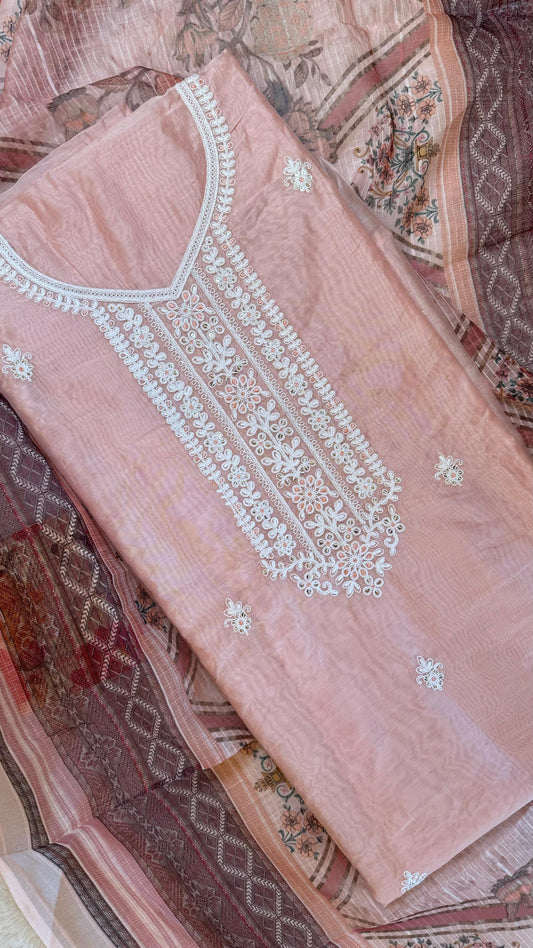 Women Organza Embroidered Suit Dress Material