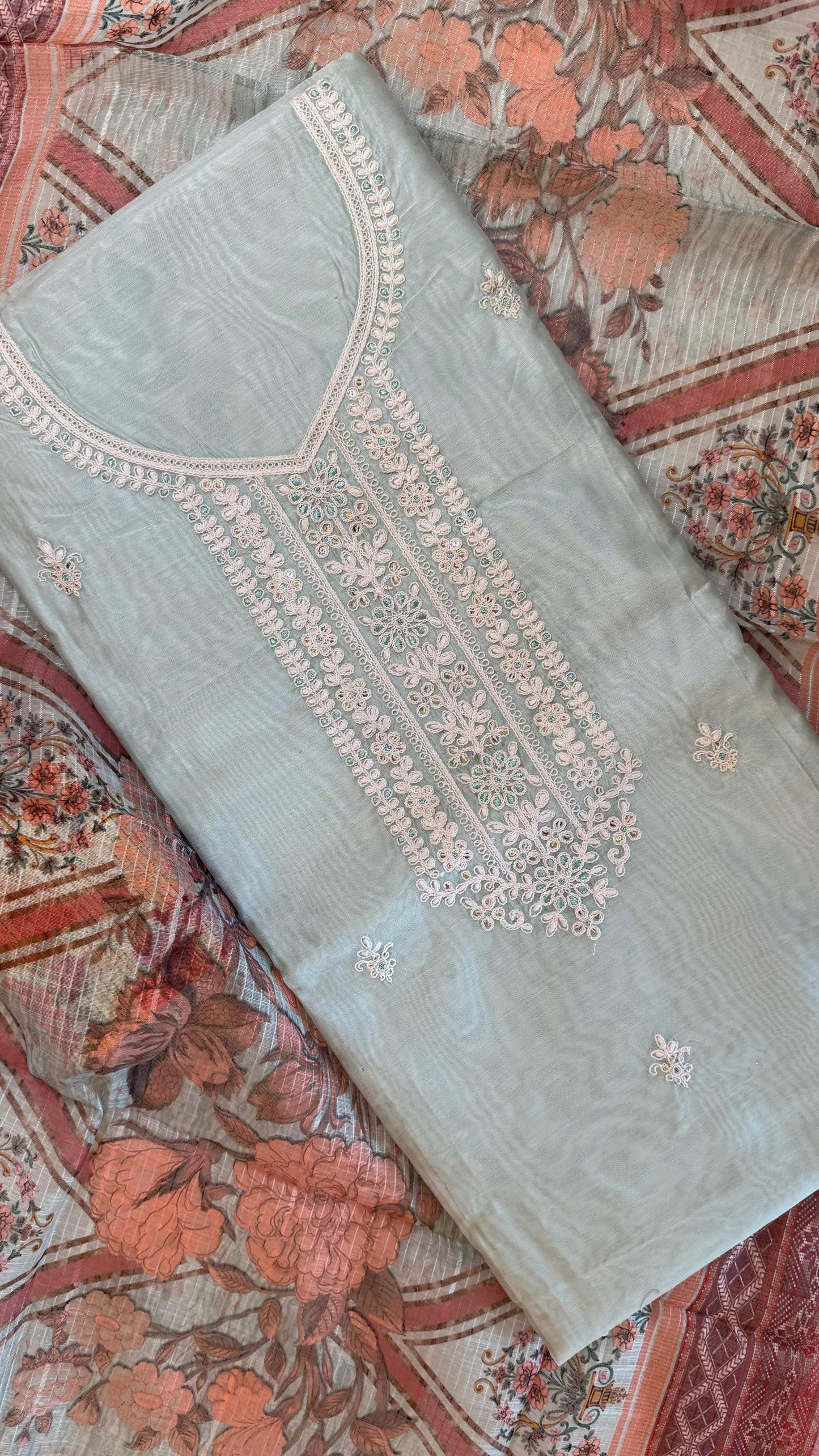 Women Organza Embroidered Suit Dress Material