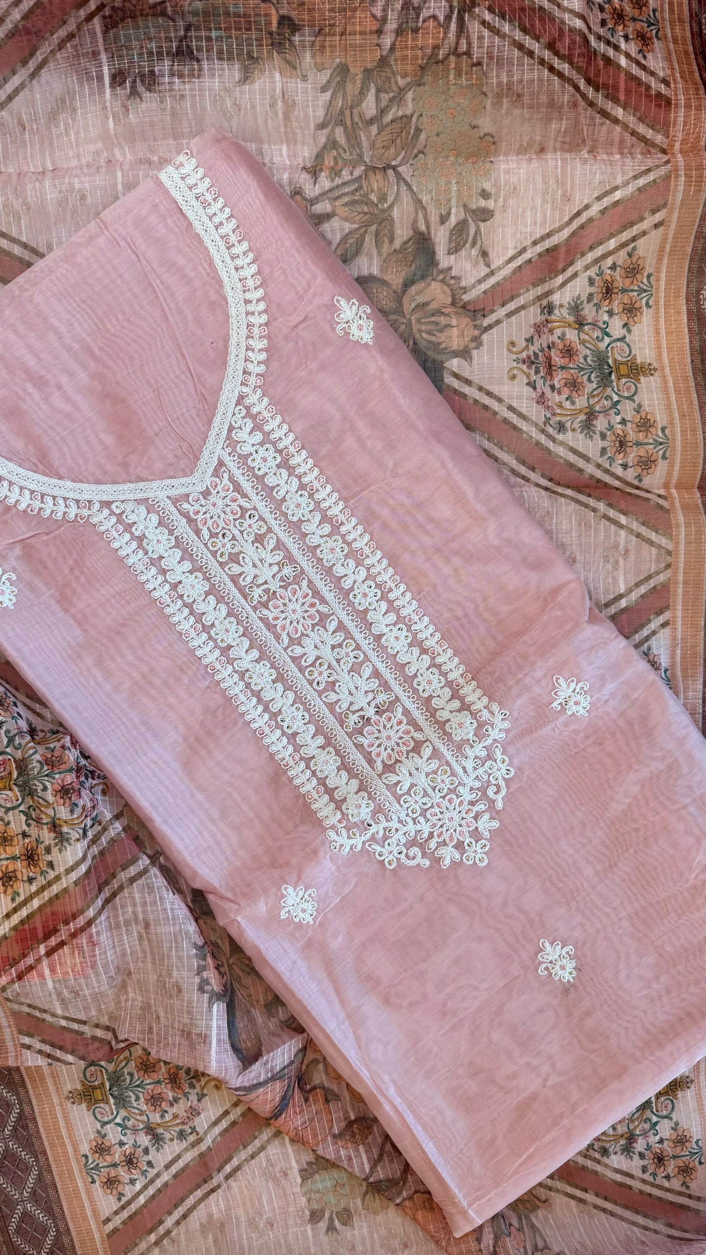 Women Organza Embroidered Suit Dress Material