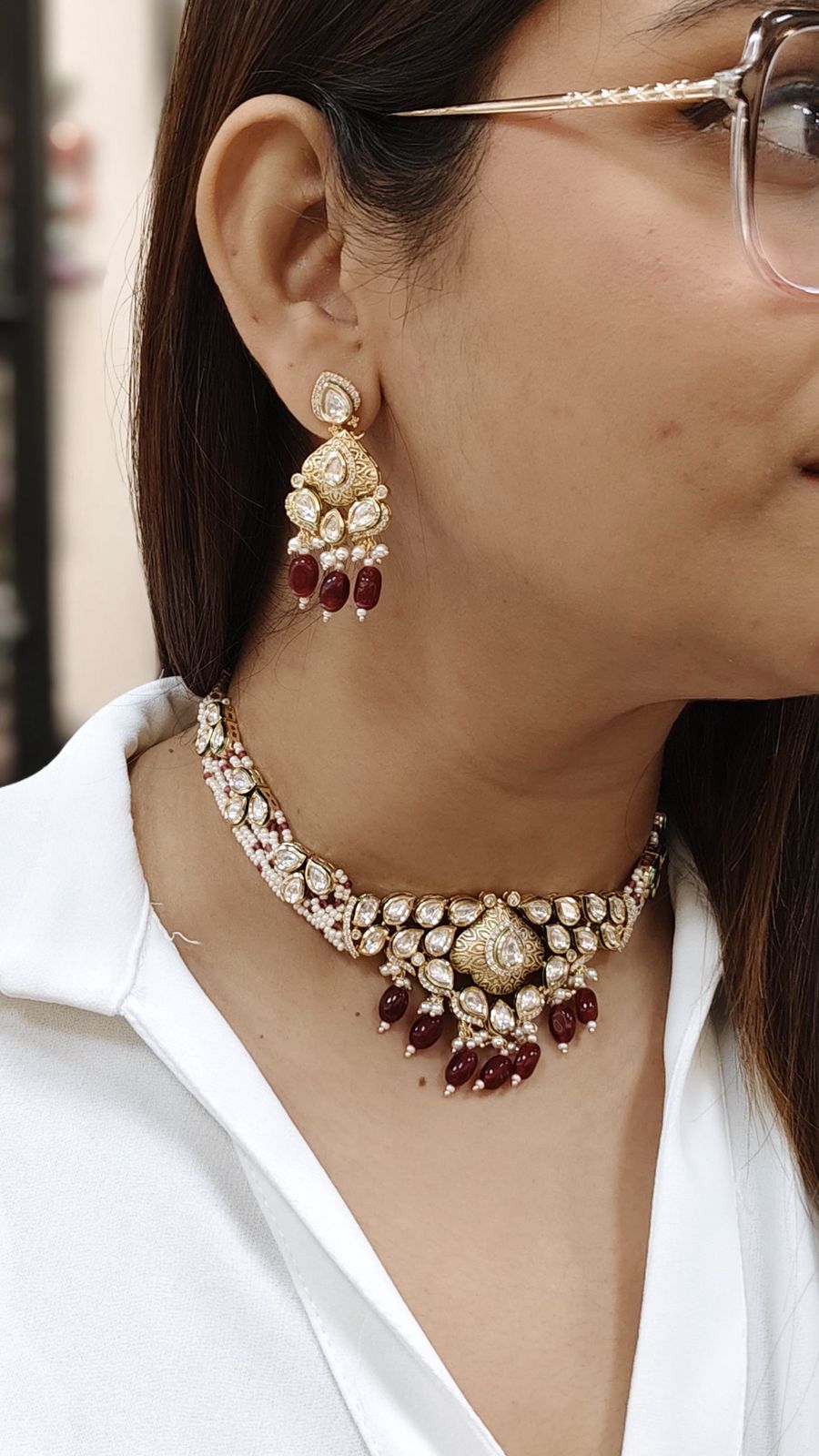 Rajwada Set With Polki and Ruby Stones.