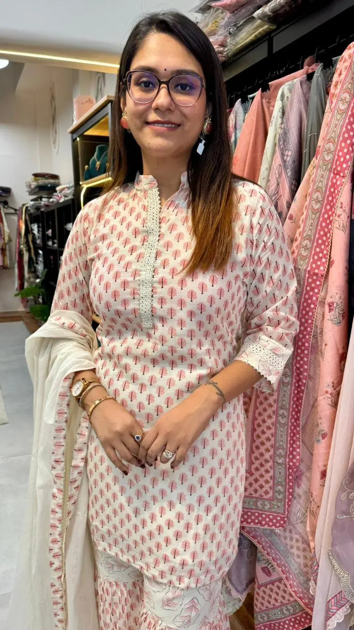 Pure Cotton Block Print Gharara Set Reyshaa