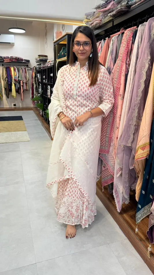 Pure Cotton Block Print Gharara Set Reyshaa