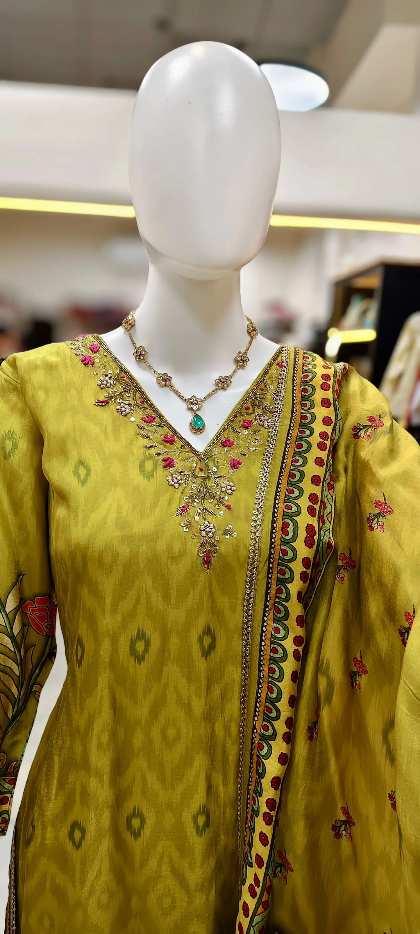 Elegant Russian Silk Kalamkari Print Readymade Suit Set Reyshaa