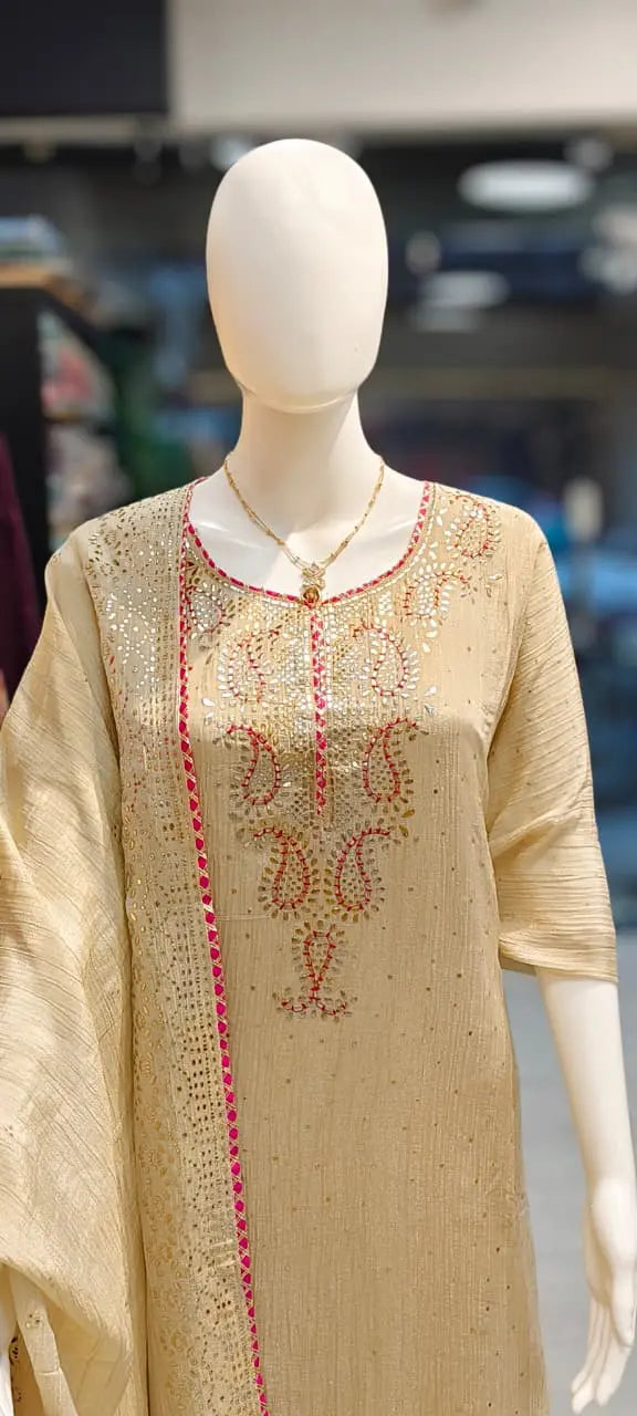 Crush Tissue Silk Pita Mukaish Work Dress Material Reyshaa