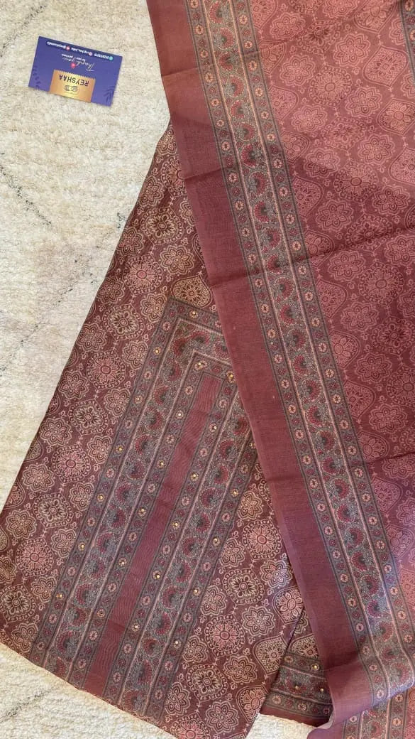 Women Garwal Silk Ajrakh Print Suit Dress Material