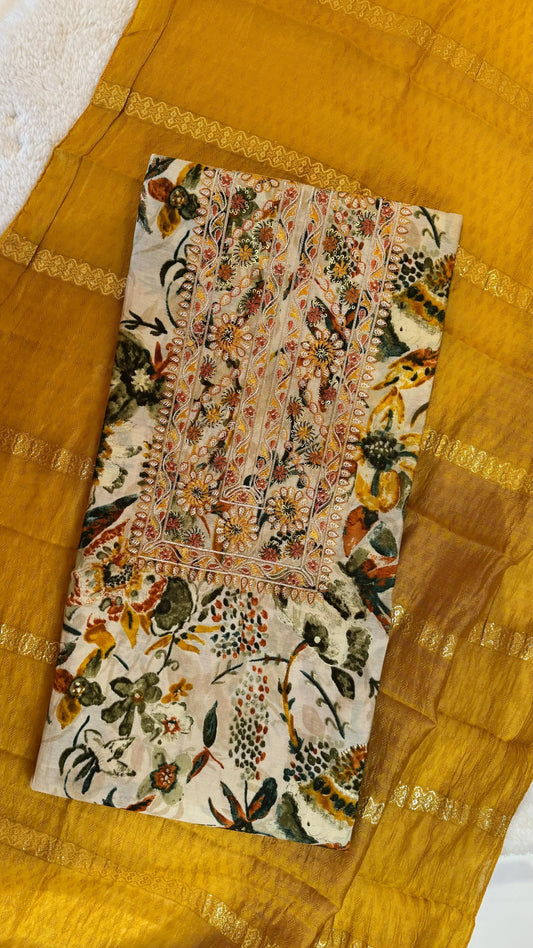 Women Cotton Abstract Printed Suit Dress Material