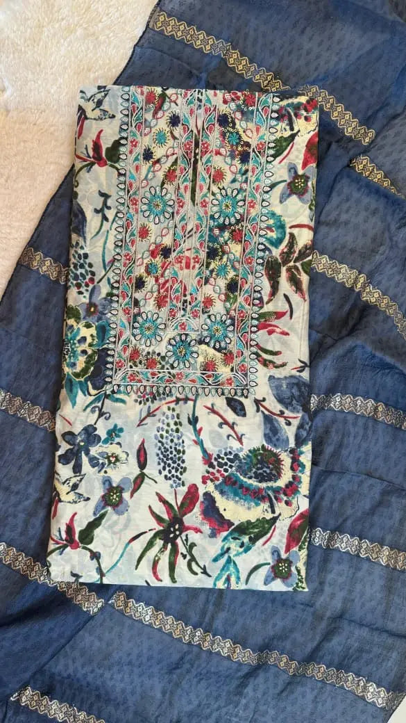 Women Cotton Abstract Printed Suit Dress Material