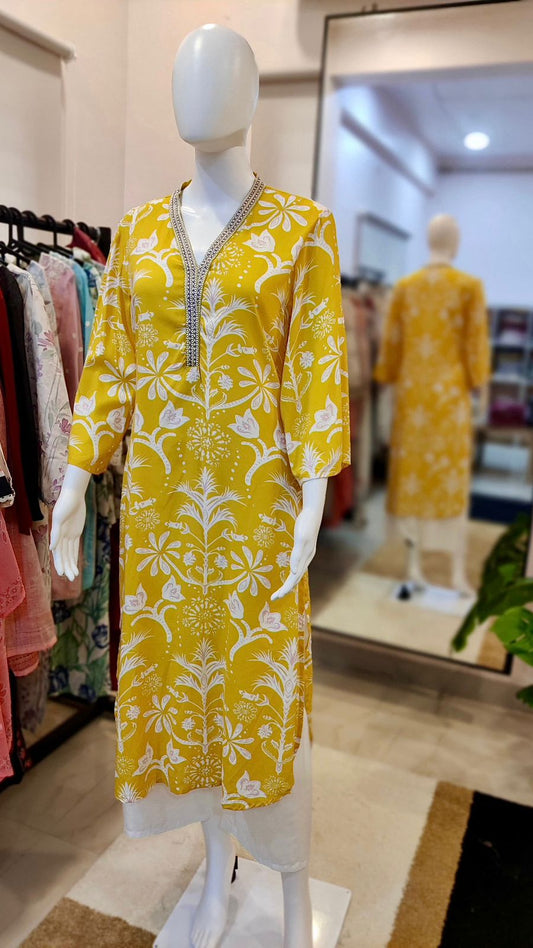 Women Rayon Quirky Digital Readymade Suit Set