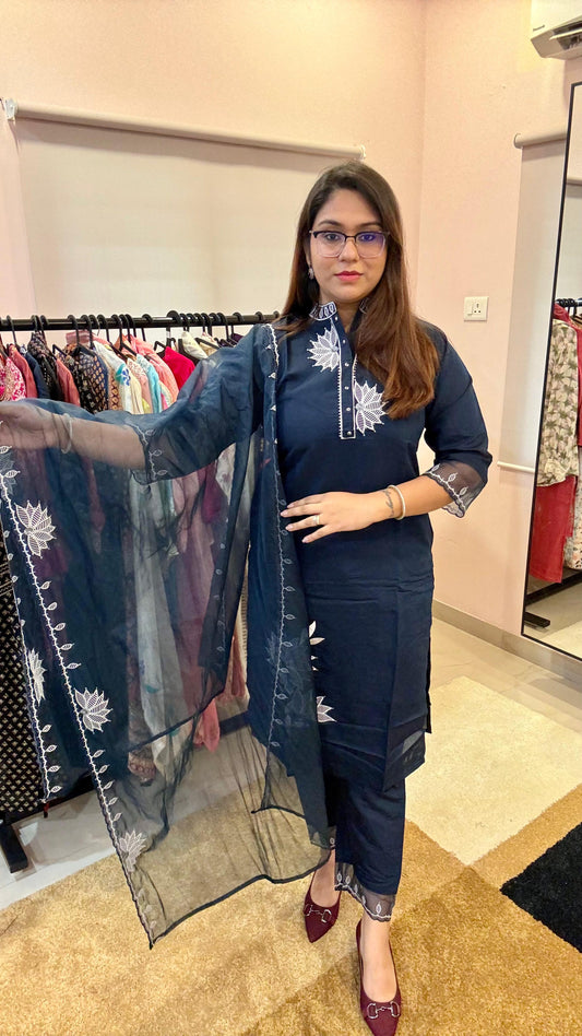 Women Roman Silk Readymade Suit Set