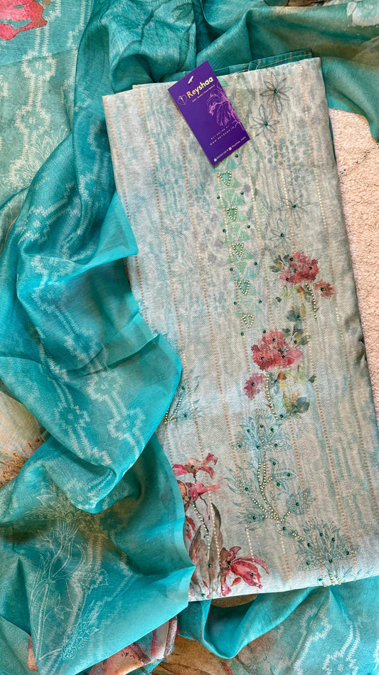Women Chanderi Cotton Digital Print Suit Dress Material