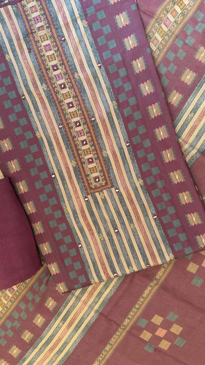 Women Geometric Print Jaam Cotton Suit Dress Material