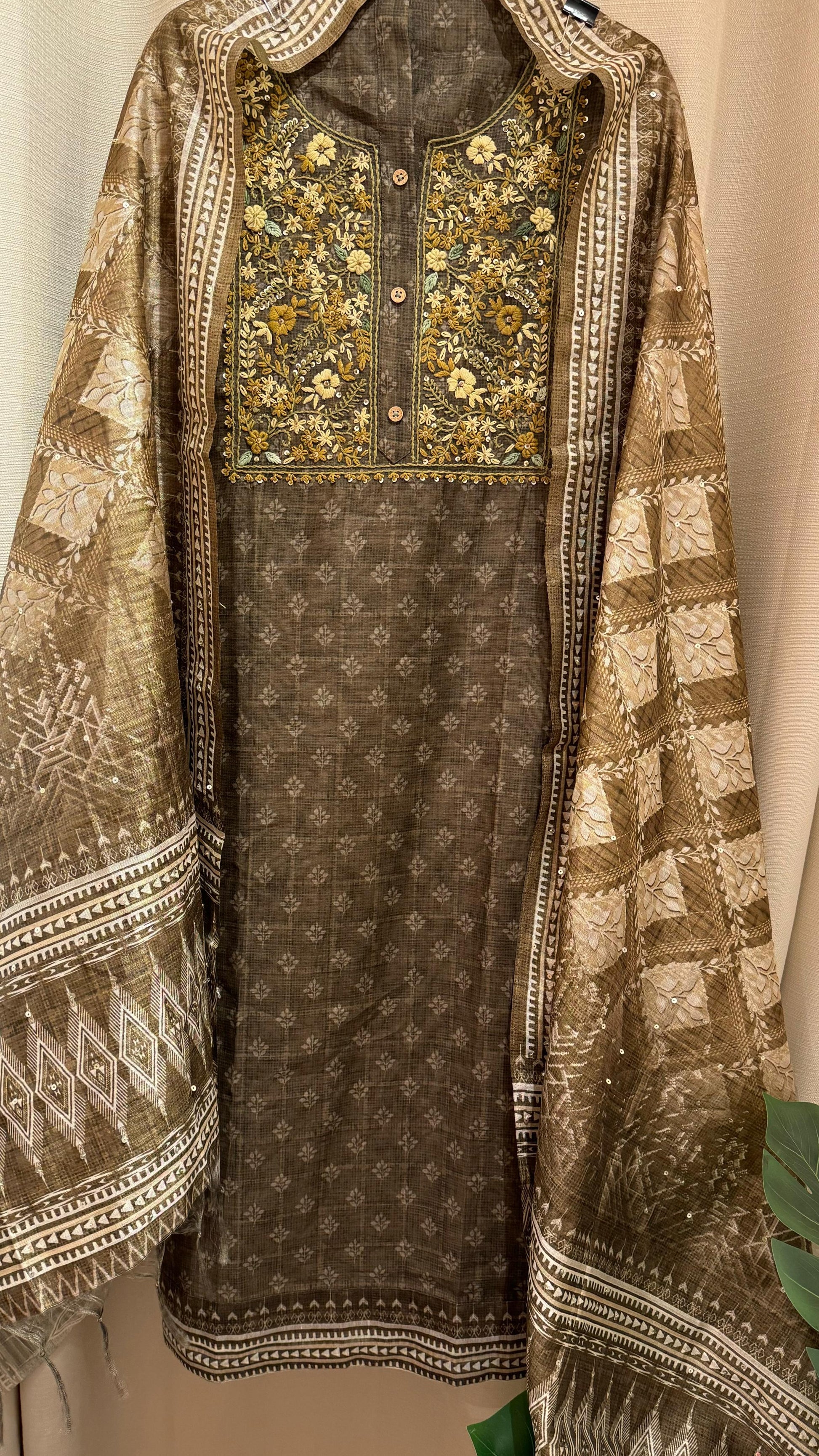 Women Maheshwari Kantha Suit Dress Material