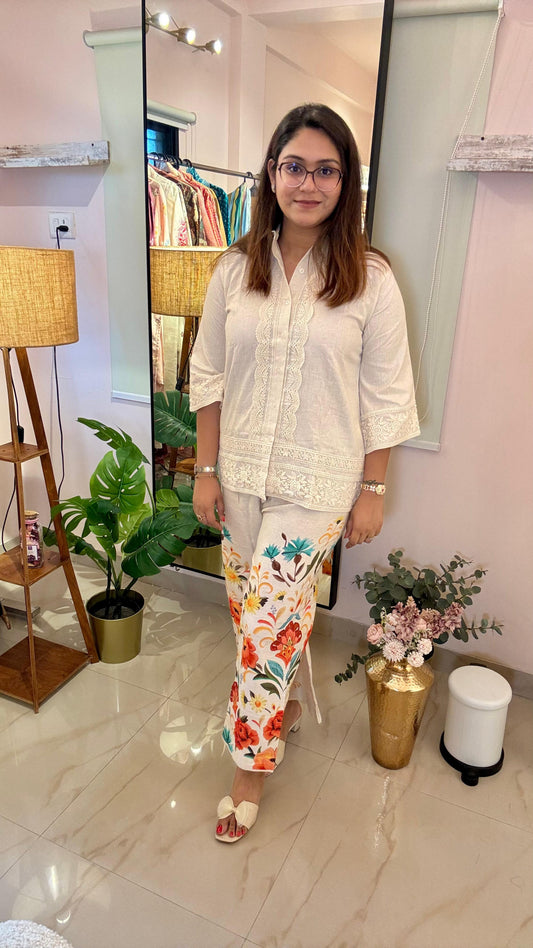 Women Linen Cotton Coord Readymade Suit Set