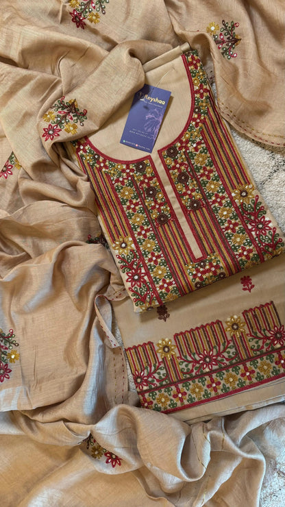 Women South Cotton Aari Embroidery Suit Dress Material Reyshaa