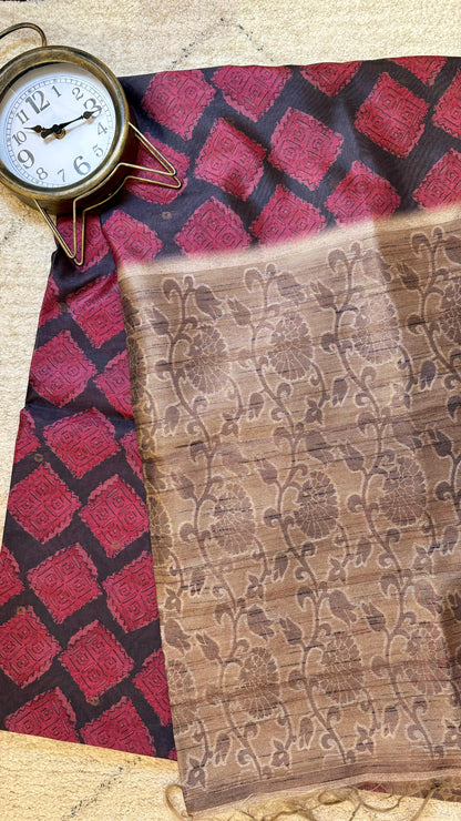 Women Bangalore Silk Boota Madhubani Saree