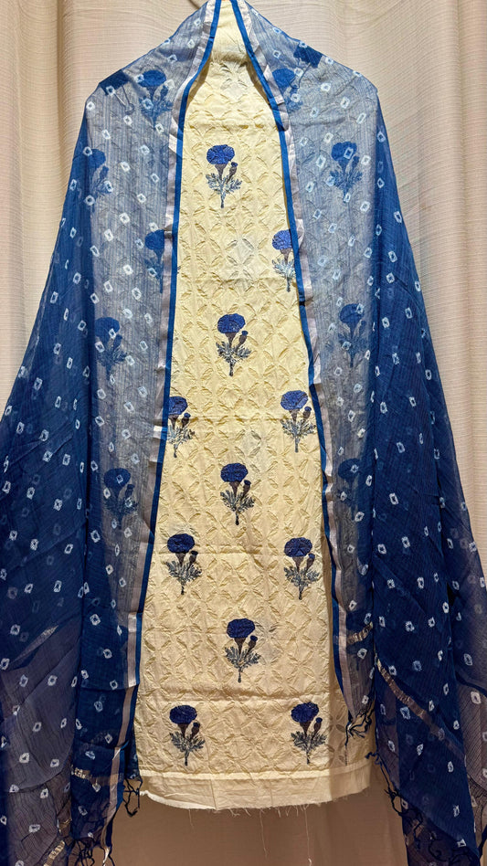 Women Pure Cotton Kutchi Cutwork Suit Dress Material