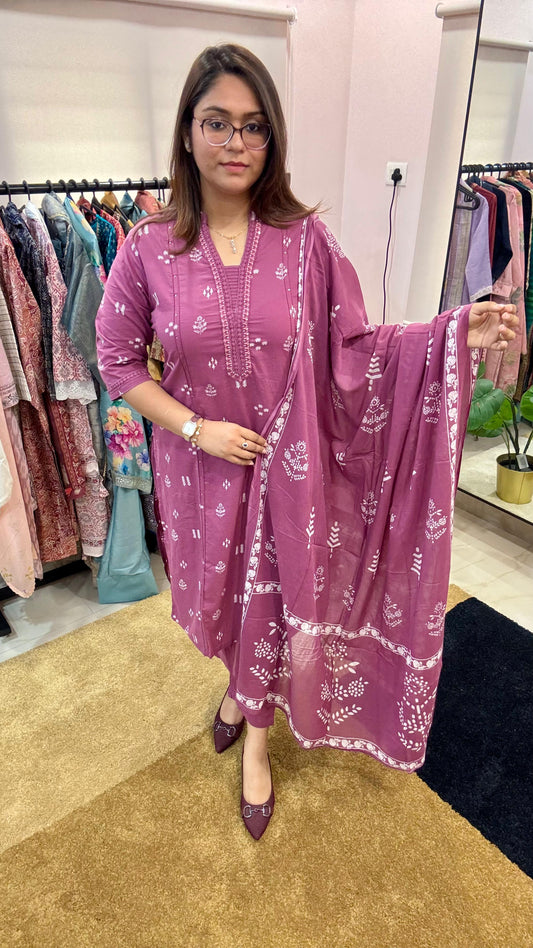 Women Pure Cotton Readymade Suit Set