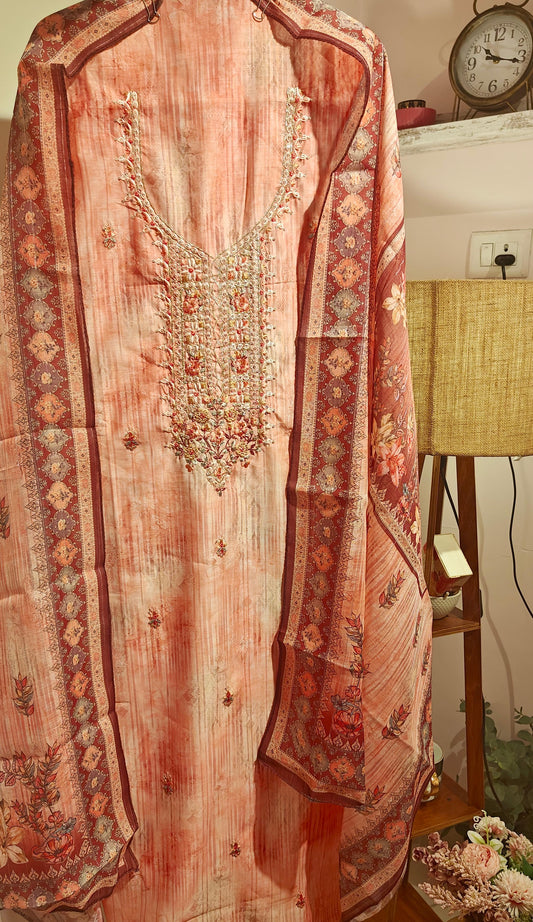Women Maheshwari All Over Embroidered Suit Dress Material