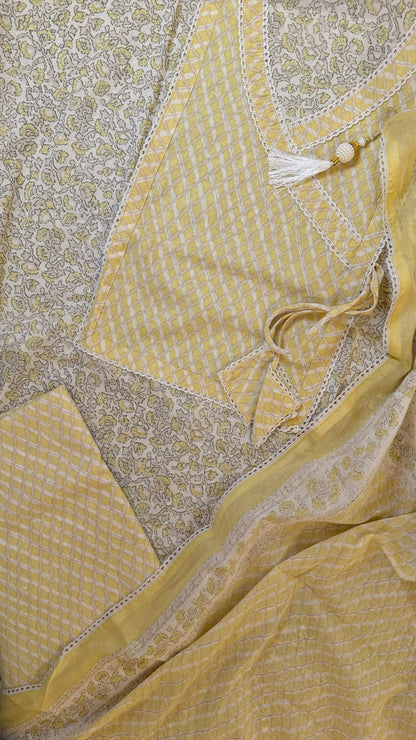 Women Cambric Cotton Printed Anrakha Suit Dress Material