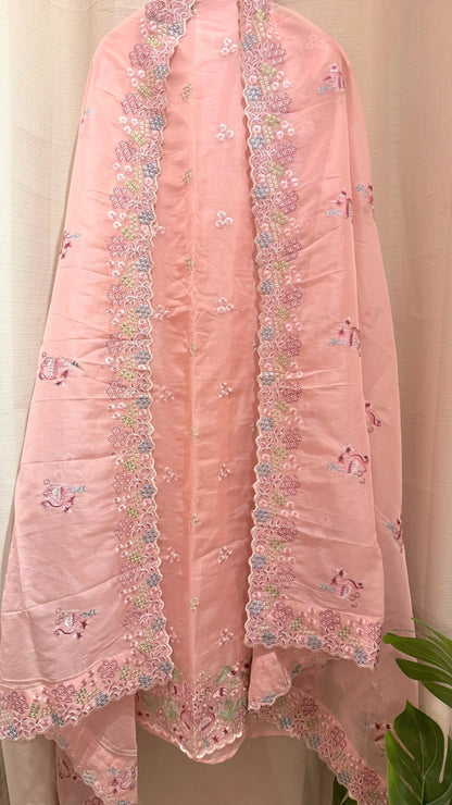 Women Premium Organza Silk Embroidered Designer Suit Dress Material