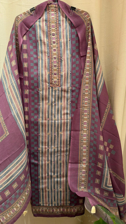 Women Geometric Print Jaam Cotton Suit Dress Material