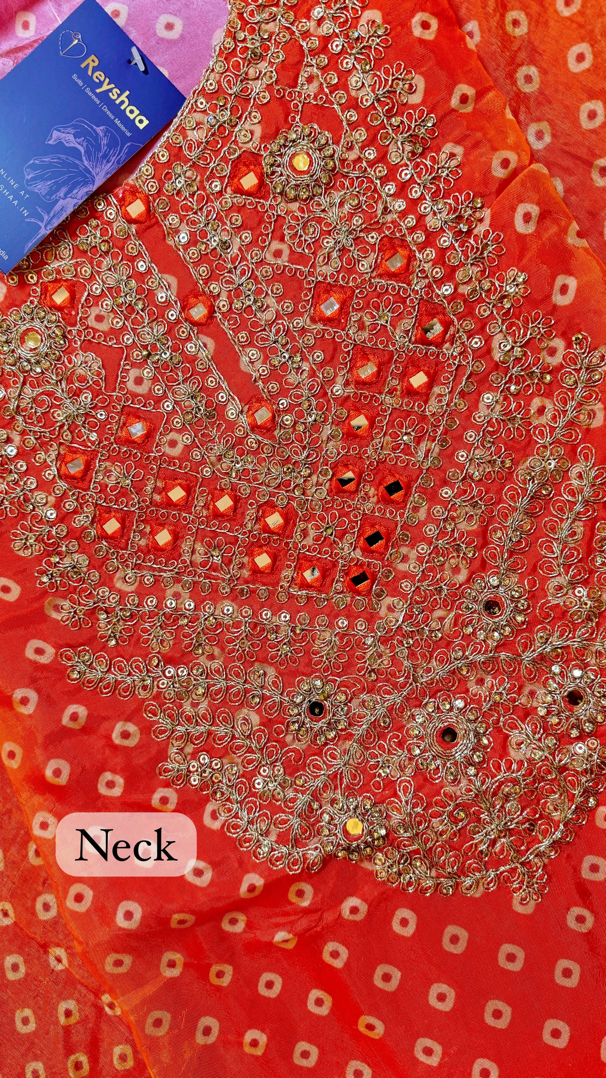 Satin Silk Bandhej Print Suit Dress Material