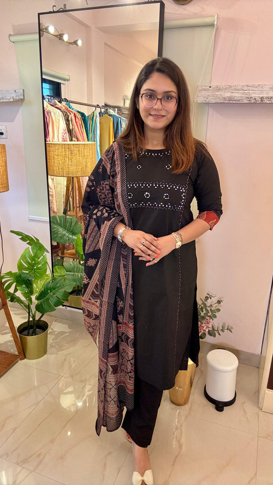 Women Mirror Work Readymade Suit Set
