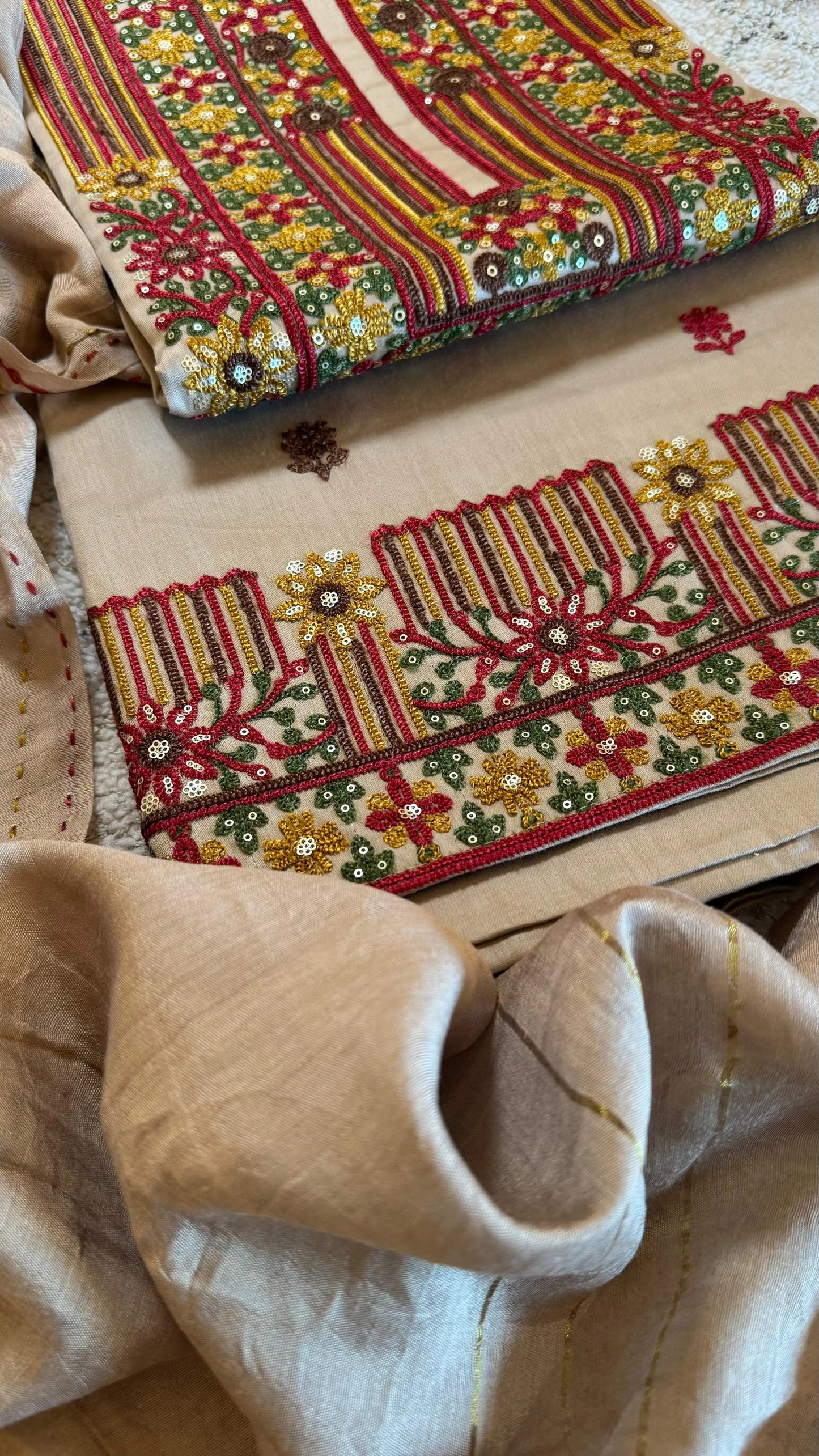 Women South Cotton Aari Embroidery Suit Dress Material Reyshaa